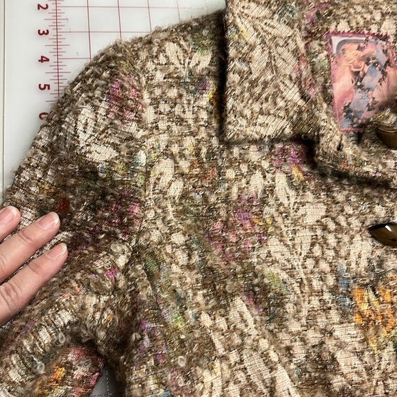 Z BY ZELDA Tapestry Floral Boucle Unique Buttons 2 Pocket Shirt Collar Blazer 8 - Picture 4 of 16